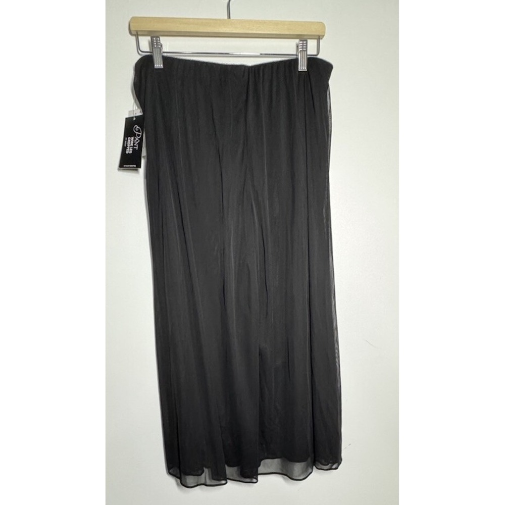 Alex Evenings NEW‎ Sheer Wide-Leg Crop Pants Large Mesh Black event wedding - Picture 2 of 5